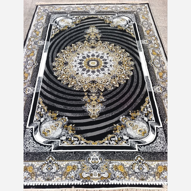 فرش ماشینی9متری اقتصادی جدید کاشان نقشه سورنا سرمه ایی2عددی