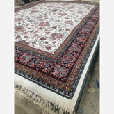 فرش ماشینی 6متری کاشان نفشه افشان سفید(ارسال رایگان)