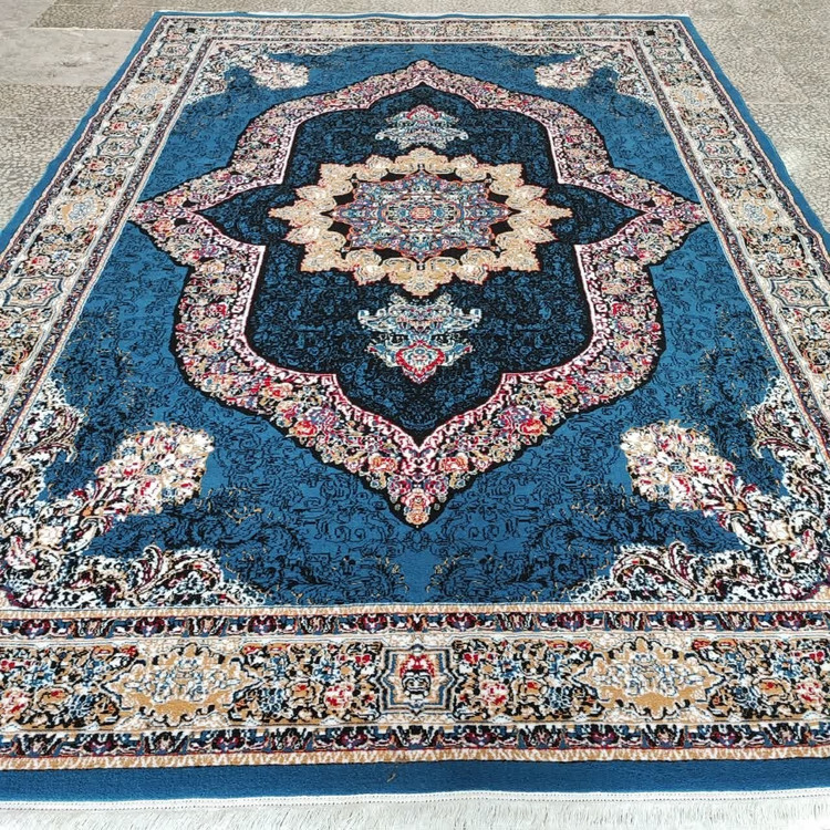 فرش ماشینی 9متری کاشان نقشه کارینا آبی (2عددی)