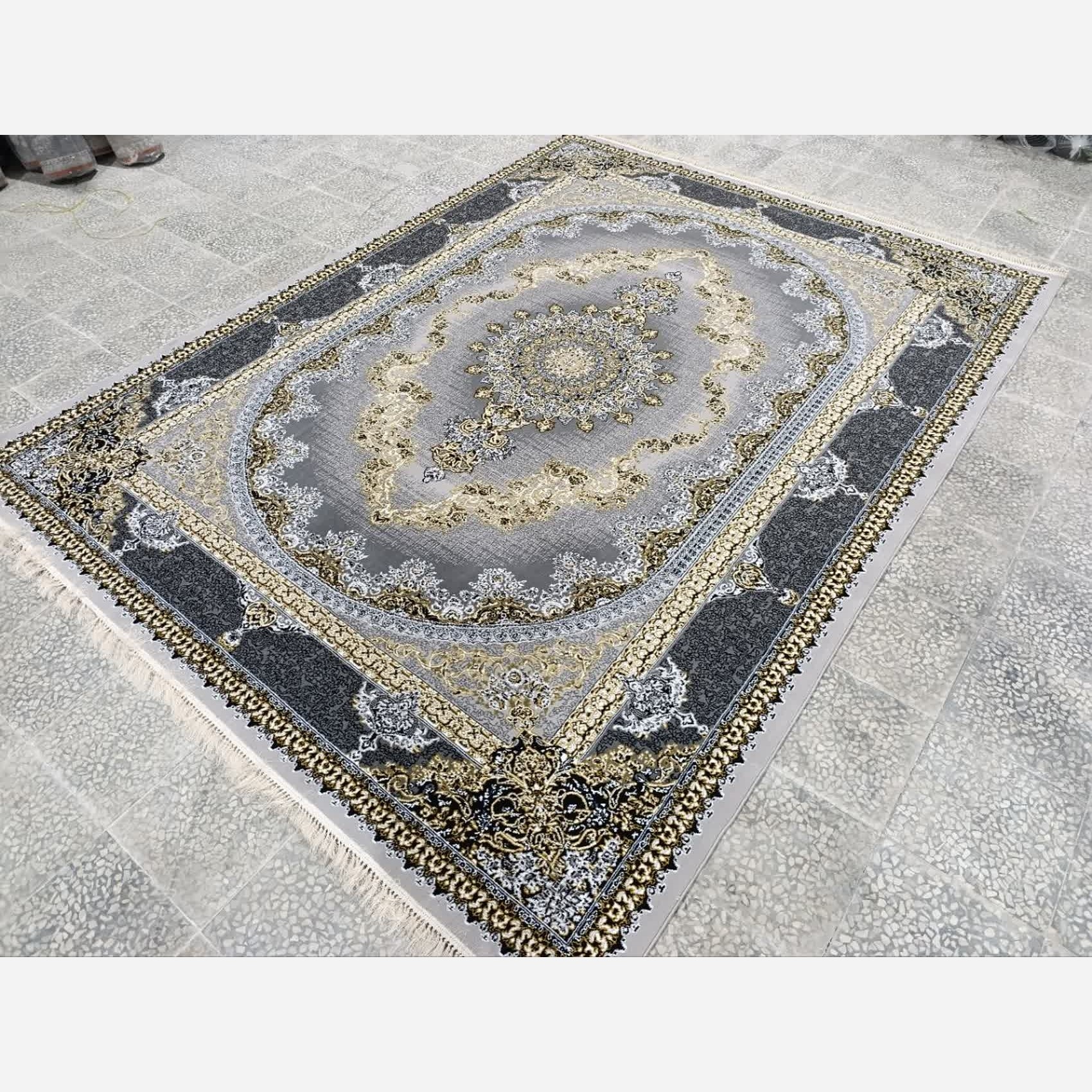 فرش ماشینی 12متری کاشان نقشه کارن نقره ایی(ارسال رایگان)