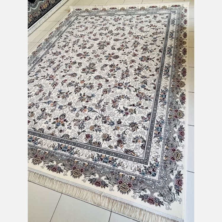 فرش ماشینی12متری700شانه افشان کرم نقشه زیبای تیام کد2550