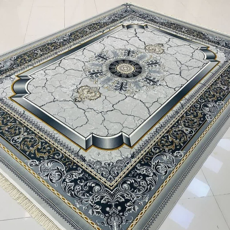 فرش 9متری ماشینی 500شانه بی سی اف کاشان نقشه پناه نقره ای