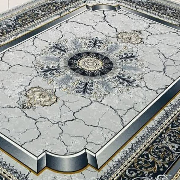 فرش500شانه6متری ماشینی لوکس کاشان نقشه پناه نقره ای