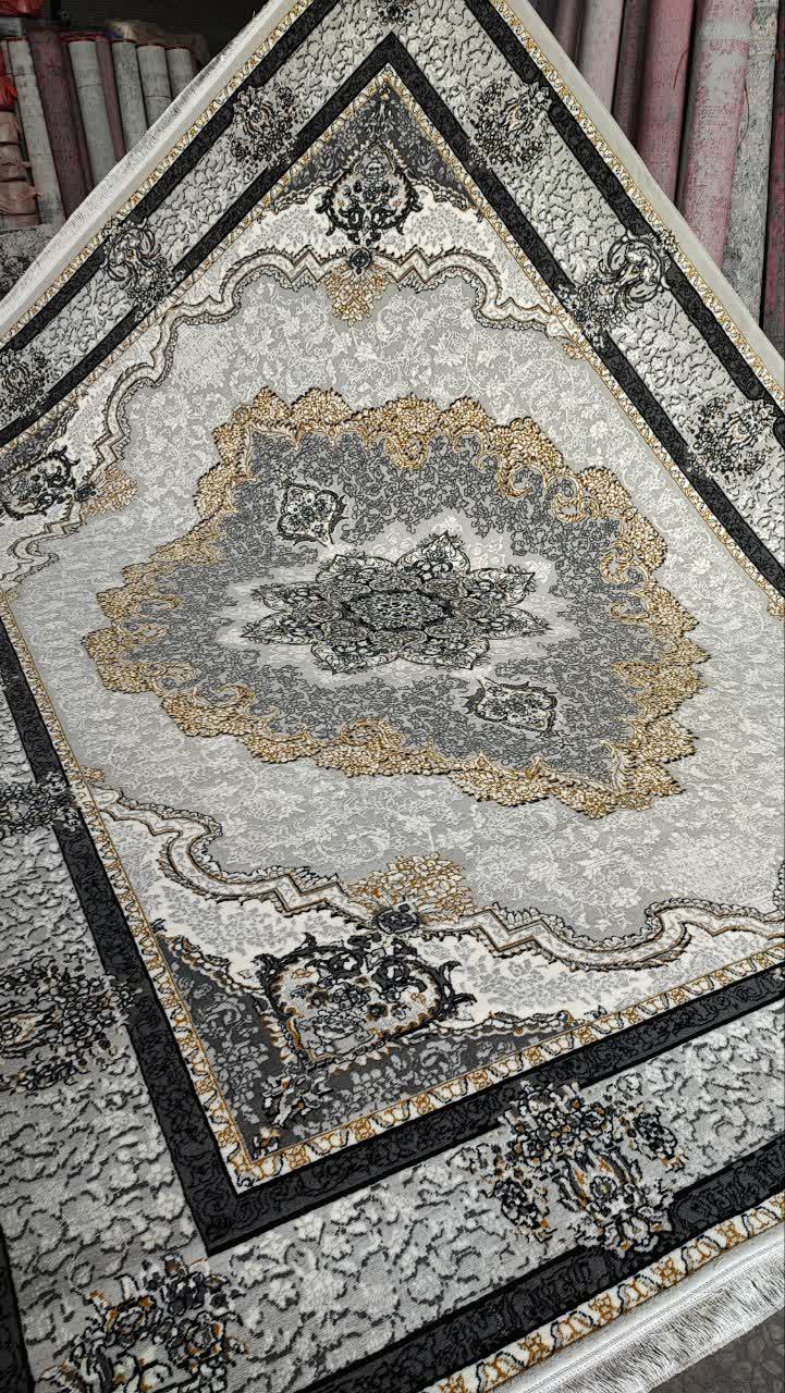 فرش۶متری ماشینی جدیدکاشان نقشه زیبای کرشمه نقره ای مناسب خاص پسندان