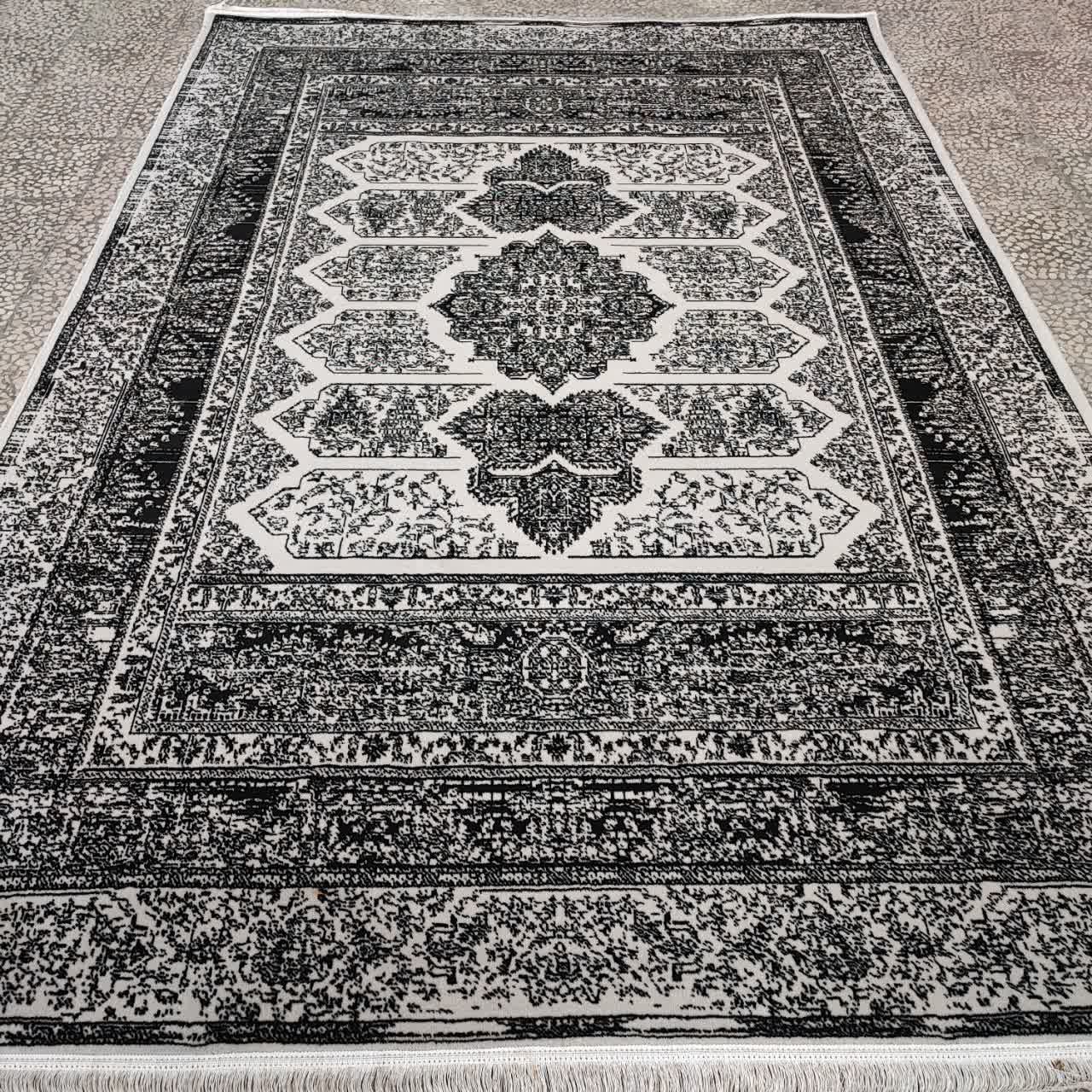 فرش ماشینی9متری لاکچری جدید کاشان نقشه گلشن نقره ای(ارسال رایگان)