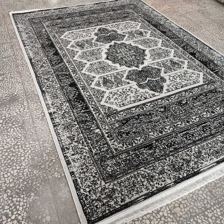 فرش ماشینی9متری لاکچری جدید کاشان نقشه گلشن نقره ای(ارسال رایگان)