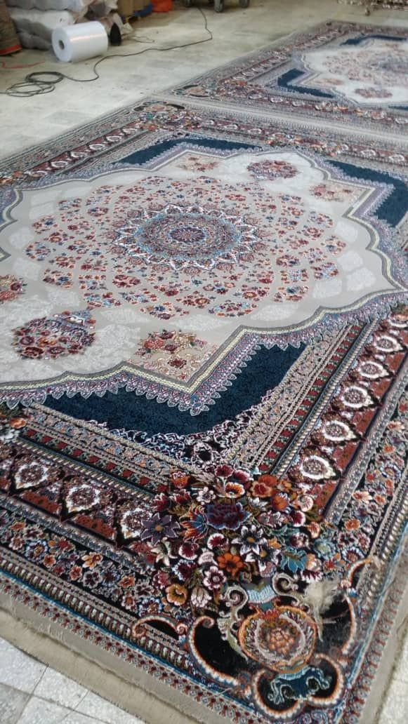 فرش ماشینی 500شانه 12متری ورژن نقشه لوکس کرم ۲عددی (ارسال رایگان)