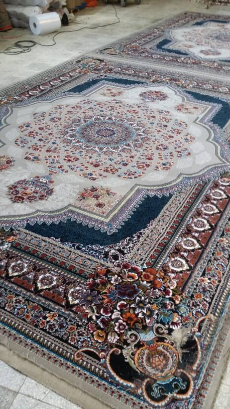 فرش ماشینی 500شانه 12متری ورژن نقشه لوکس کرم ۲عددی (ارسال رایگان)
