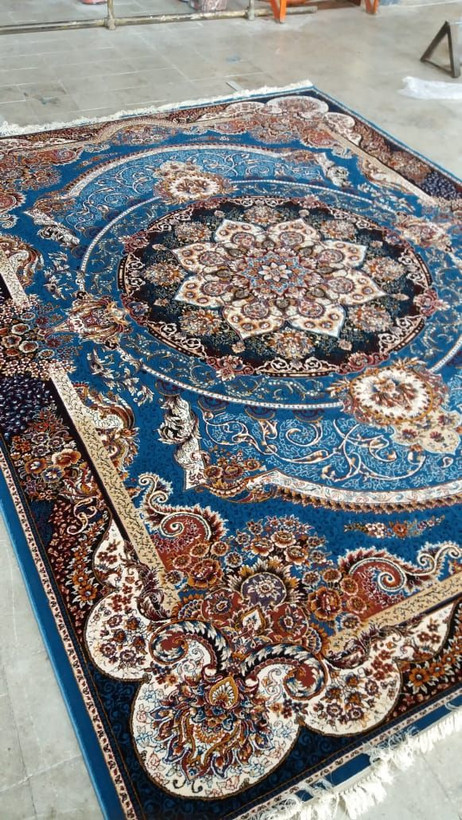 فرش ماشینی 500شانه 22متری ورژن کاشان نقشه ماناآبی مناسب جهیزیه۲تخته(ارسال رایگان)